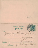 Ganzsache 5 Pfennig Reichspost Mit Antwortkarte - Lüders Neustrelitz 1890 > Hannover - Postkarten