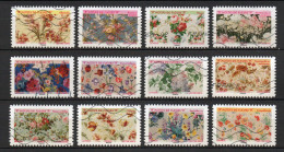 - FRANCE Adhésifs N° 1989/2000 Oblitérés - Série Complète MOTIFS DE FLEURS 2021 (12 Timbres) - - Usados