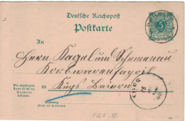 Ganzsache 5 Pfennig Reichspost 1890 - Daubitz > Gagel & Schemenau Korbwaren Küps - Frageteil - Briefkaarten