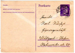 DR 1942, Landpost Stpl. HOCHBERG über Waiblingen Auf 6 Pf. Ganzsache - Storia Postale