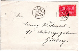 Norwegen 1914, EF 10 öre Jubiläum Auf Auslands Brief V. Bestun N. Schweden - Storia Postale