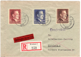 Generalgouvernement 1942, 3 Marken Hitler Auf Reko Express Brief V. Krakau - Bezetting 1938-45