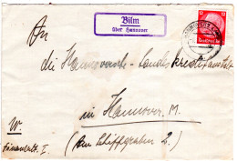 DR 1933, Landpost Stpl. BILM über Hannover Auf Brief M. 12 Pf.  - Storia Postale