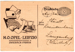 DR 1921, Illustrierte Zwieback Drucksache Firmenkarte M. Freistpl. V. Leipzig - Lettres & Documents