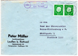 BRD 1961, Landpost Stpl. 14b LAUFFEN über Rottweil Auf Brief M. Paar 10 Pf. - Brieven En Documenten