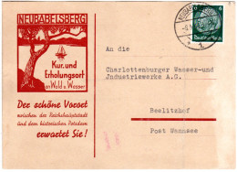 DR 1934, 6 Pf. Auf Werbekarte V. Neubabelsberg M. Gemeindeschulze Stpl. Rücks. - Andere & Zonder Classificatie