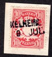 Bayern, L2 Aushilfstempel KELHEIM Klar Auf Briefstück M. 10 Pf. - Used