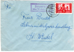 Saarland 1955, Landpost Stpl. SITZERATH über Wadern Auf Brief M. 15 F. - Lettres & Documents