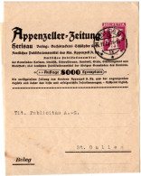 Schweiz 1931, Gebr. 5 C. Privatganzsache Streifband Appenzeller Zeitung  - Lettres & Documents