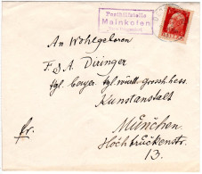 Bayern 1912, Posthilfstelle MAINKOFEN Taxe Deggendorf Auf Brief M. 10 Pf. - Cartas & Documentos