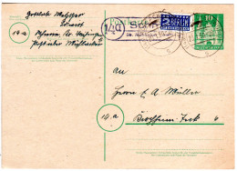 1950, Landpoststempel SCHMIE über Mühlacker Auf 10 Pf. Ganzsache. - Collections