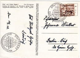DR 1938, Sonder Stpl. Briefmarkenausstellung Stuttgart Auf Karte M. 3 Pf. WHW - Esposizioni Filateliche