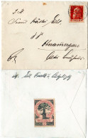 Bayern 1911, 10 Pf. Auf Brief V. FÜRTH M. Rücks. Deutschtum Spenden Vignette - Cartas & Documentos