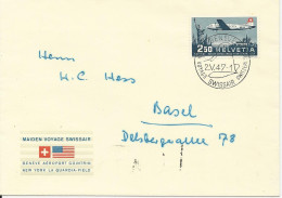 Schweiz 1947, Erstflug Genf - New York, Brief M. EF 2,50 Fr. - Andere & Zonder Classificatie