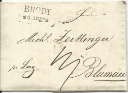 Österreich 1836, L2 BRODY  Auf Porto Brief "pr.Linz" N. Blumau - ...-1850 Prephilately