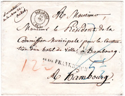 Frankreich 1855, Porto Brief V. Bar-Le-Duc N. Hamburg M. L1 A.U.UEB FRANKREICH - Vorphilatelie