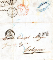 Belgien 1858, Brief V. Bruxelles N. Preussen M. Transit-L1 B.2eR - Otros & Sin Clasificación