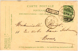 Belgien 1907, R1 ELOUGES Auf 5 C. Ganzsache M. Stpl. Mons (Station). - Autres & Non Classés