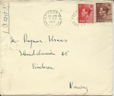 GB 1937, 1+1 1/2d Edward VIII Auf Kl. Brief V. London N.Norwegen.  - Altri & Non Classificati