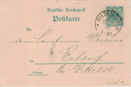Ganzsache 5 Pfennig Reichspost - Hildesheim 10.11.1889 > Eisdorf Bei Gittelde - Cartes Postales
