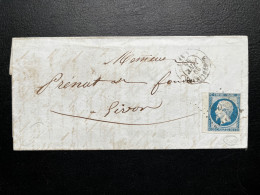 N°14 20c BLEU NAPOLEON SUR LETTRE / MONTPELLIER POUR LIVRON / 29 JANV 1855 / LAC - 1849-1876: Classic Period