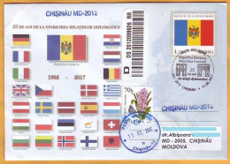 2017  Moldova Diplomatic Relations. Moldova, France   Flags. 25 Years. Special Cancellations. - Moldavie