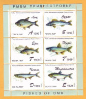 1999 Moldova ; Moldavie  Sheet  Transnistria  Fauna  Fish   A, Б, Г, Г, Д, Е  Mint - Moldawien (Moldau)