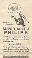 Lampada Super-Arlita PHILIPS Con Filamento Brevettato - Pubblicità 1934 - Werbung