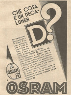 OSRAM - Che Cosa è Un Decalumen ? - Pubblicità Del 1934 - Vintage Advert - Werbung