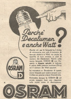 OSRAM - Perchè Decalumen è Anche Watt? - Pubblicità Del 1934 - Vintage Ad - Werbung