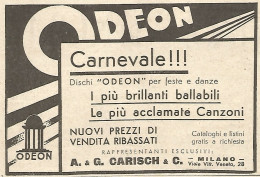 Dischi ODEON Carnevale - Pubblicità Del 1934 - Vintage Advertising - Werbung