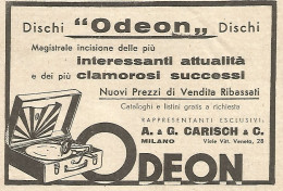 Dischi ODEON - Pubblicità Del 1934 - Vintage Advertising - Werbung