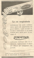 FORMITROL - Le Vie Respiratorie... - Pubblicità Del 1931 - Vintage Advert - Werbung