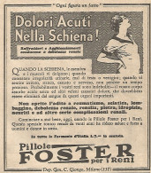 Pillole FOSTER - Dolori Acuti Nella Schiena! - Pubblicità Del 1931 - Ad - Pubblicitari