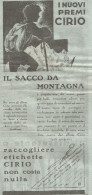 Premi CIRIO - Il Sacco Da Montagna - Pubblicità Del 1931 - Vintage Advert - Werbung