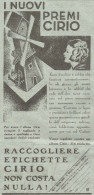 CIRIO - I Nuovi Premi - Pubblicità Del 1931 - Vintage Advertising - Werbung