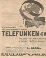 Radioricevitore TELEFUNKEN 40W - Pubblicità Del 1931 - Vintage Advertising - Advertising