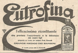 EUTROFINA Ricostituente - Pubblicità Del 1930 - Vintage Advertising - Advertising