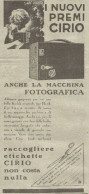 Premi CIRIO - La Macchina Fotografica - Pubblicità Del 1931 - Vintage Ad - Advertising