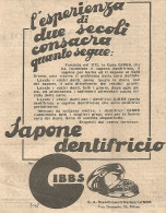 Sapone Dentifricio GIBBS - Pubblicità Del 1930 - Vintage Advertising - Publicités