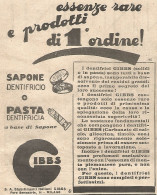 Sapone Dentifricio GIBBS - Pubblicità Del 1930 - Vintage Advertising - Publicités