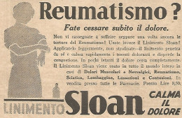 Reumatismo ? - Linimento SLOAN - Pubblicità Del 1930 - Vintage Advertising - Publicités