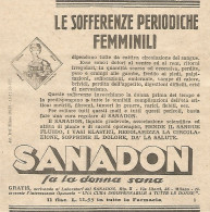 SANADON Fa La Donna Sana - Pubblicità Del 1934 - Vintage Advertising - Reclame