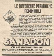 SANADON Fa La Donna Sana - Pubblicità Del 1934 - Vintage Advertising - Reclame