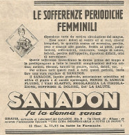 SANADON Fa La Donna Sana - Pubblicità Del 1934 - Vintage Advertising - Reclame