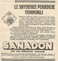 SANADON Fa La Donna Sana - Pubblicità Del 1934 - Vintage Advertising - Reclame