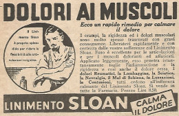 Linimento SLOAN - Calma Il Dolore - Pubblicità Del 1934 - Vintage Advert - Reclame