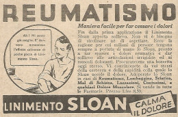 Linimento SLOAN - Calma Il Dolore - Pubblicità Del 1934 - Vintage Advert - Reclame