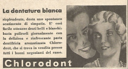 CHLORODONT La Dentatura Bianca - Pubblicità Del 1934 - Vintage Advertising - Reclame