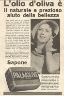 Sapone PALMOLIVE - L'olio D'oliva è... - Pubblicità Del 1934 - Vintage Ad - Publicités